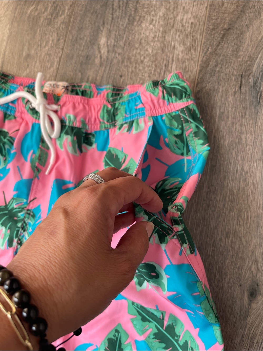 J. Crew Pink Tropical Leaf Swim Trunks - Picture 4 of 15